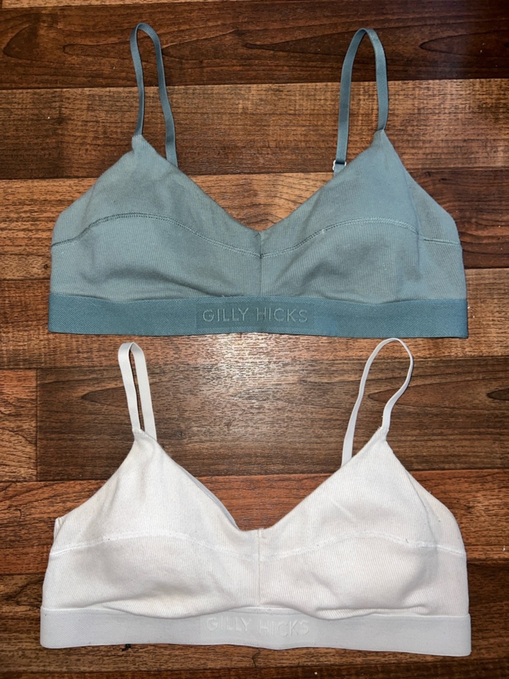 Gilly Hicks Sage & White Seamless Bralettes Duo